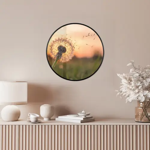 Paardenbloem - Zonsondergang - Veld Fotolijst rond zonder passe partout klein -sfeer3