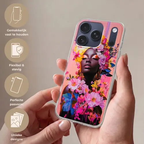 Kleurrijk - Bloemen - Vrouw - Zon Telefoonhoesje iPhone 17 Pro klein -sfeer3_NL