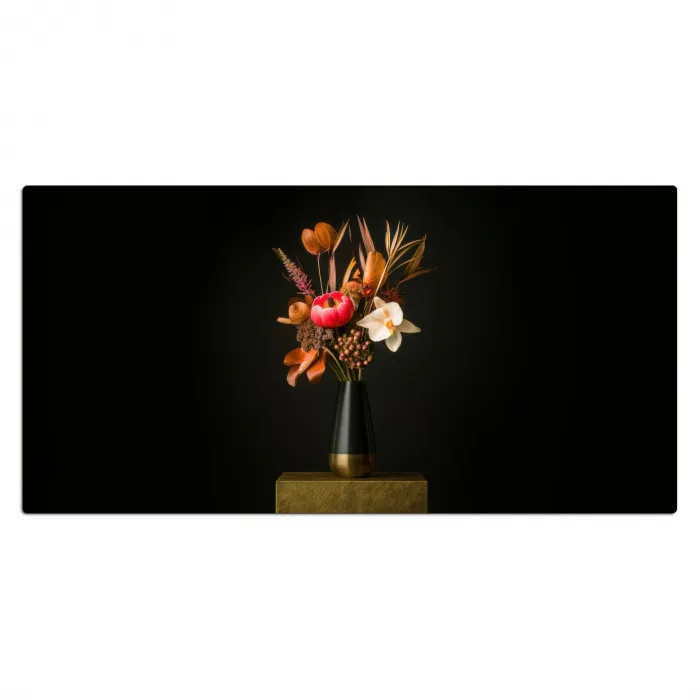 Boeket - Oranje - Gouden - vaas Muismat XXL klein -3d_leeg