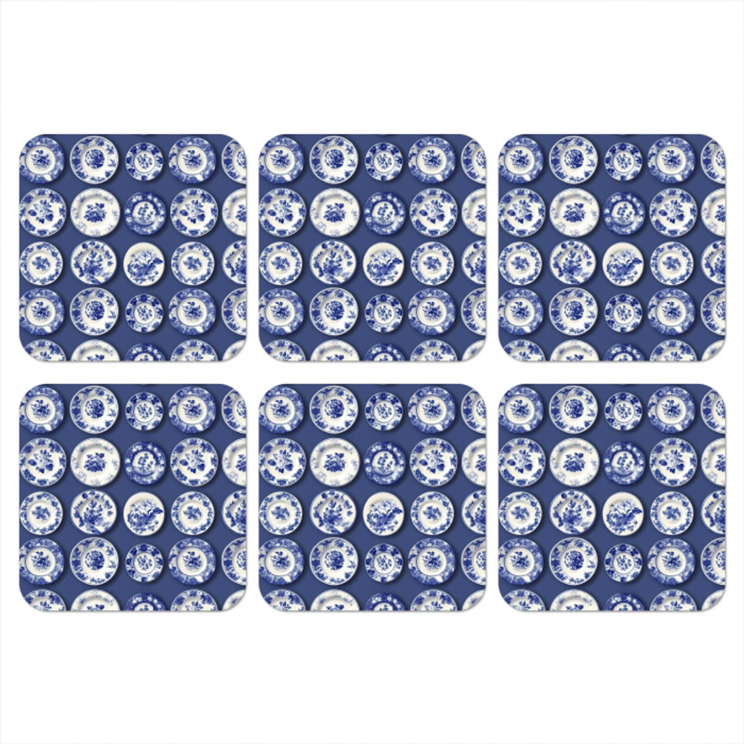 Borden - Floraal - Blauw onderzetter kurk middel 366 -3d