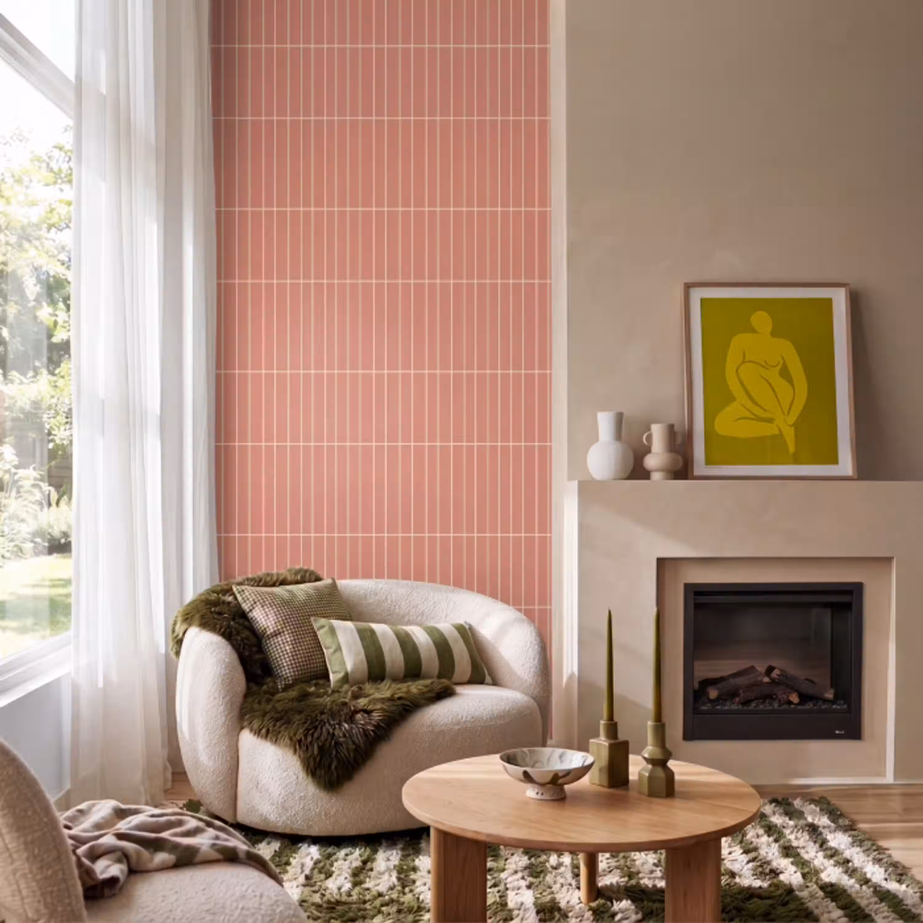 Patroon - Tegels - Terracotta Behang Vlies klein 1076 -sfeer2