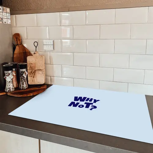 Why not - Blauw - Licht blauw - Quote Inductie beschermer vinyl 3mm klein -sfeer3
