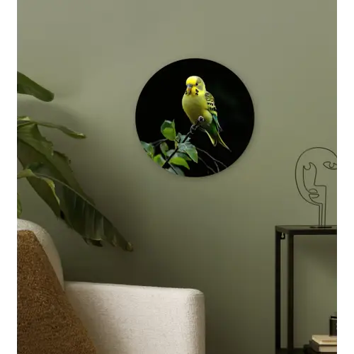 Parkiet - Tak - Bladeren - Geel Wandcirkel kunststof plaat 5mm dik klein -sfeer3