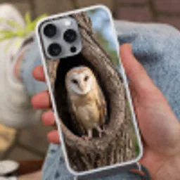 Kerkuil - Boom - Natuur - Bruin Hoesje iPhone 16 Pro Max met koord klein -sfeer3