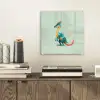 Staart - Dino - Minimalistisch - Blauw plexiglas 5mm klein -sfeer1