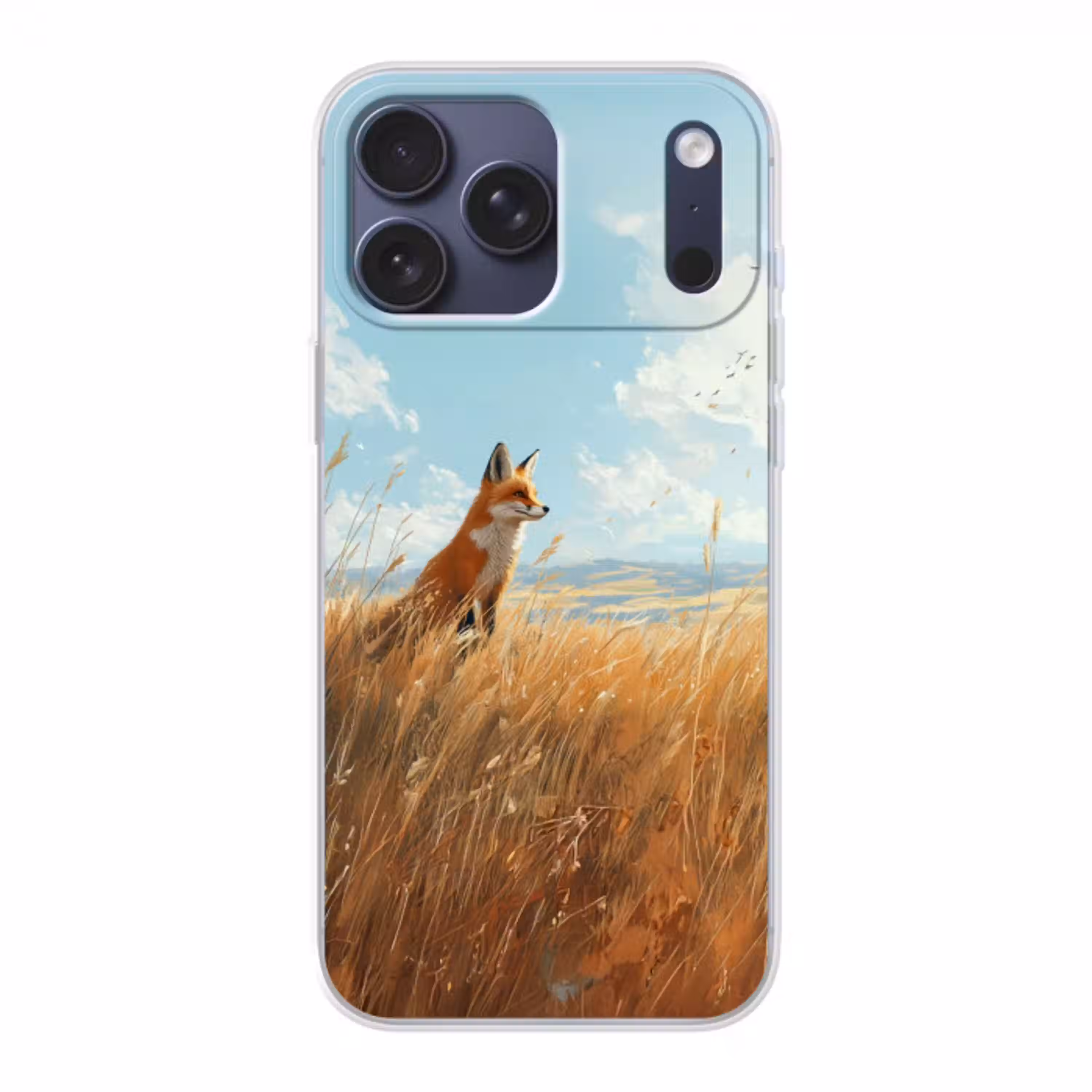 Vos - Gras - Wolken - Oranje Telefoonhoesje iPhone 17 Pro Max klein -3d