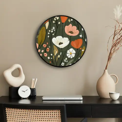 Bloemen - Illustratie - Groen Fotolijst rond zonder passe partout klein -sfeer1