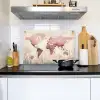 Wereldkaart - Roze - Bloemen Inductie beschemer met haakjes klein -sfeer2