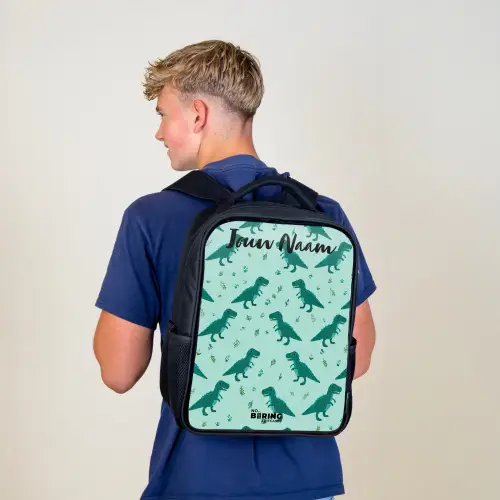 Dinos - Patroon - Groen Rugzak - Zwart middel -sfeer8