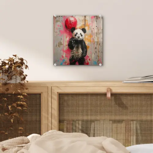 Graffiti - Panda - Ballon - Street art - Banksy plexiglas 5mm klein -sfeer4