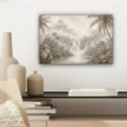 Jungle - Watervallen - Tropisch - Illustratie canvas 2cm klein -sfeer6