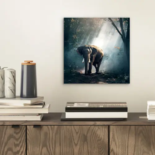 Olifant - Dieren - Licht - Bos - Natuur - Wilde dieren aluminium wit klein -sfeer1