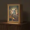 Uil - Vogel - Bloemen - Planten - Botanisch Light Box met kabel (Tafellamp) klein -z3d_website