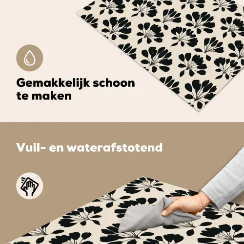 Abstract - Patroon - Zwart Inductie beschemer met haakjes klein 777 -ky-schoon-nl