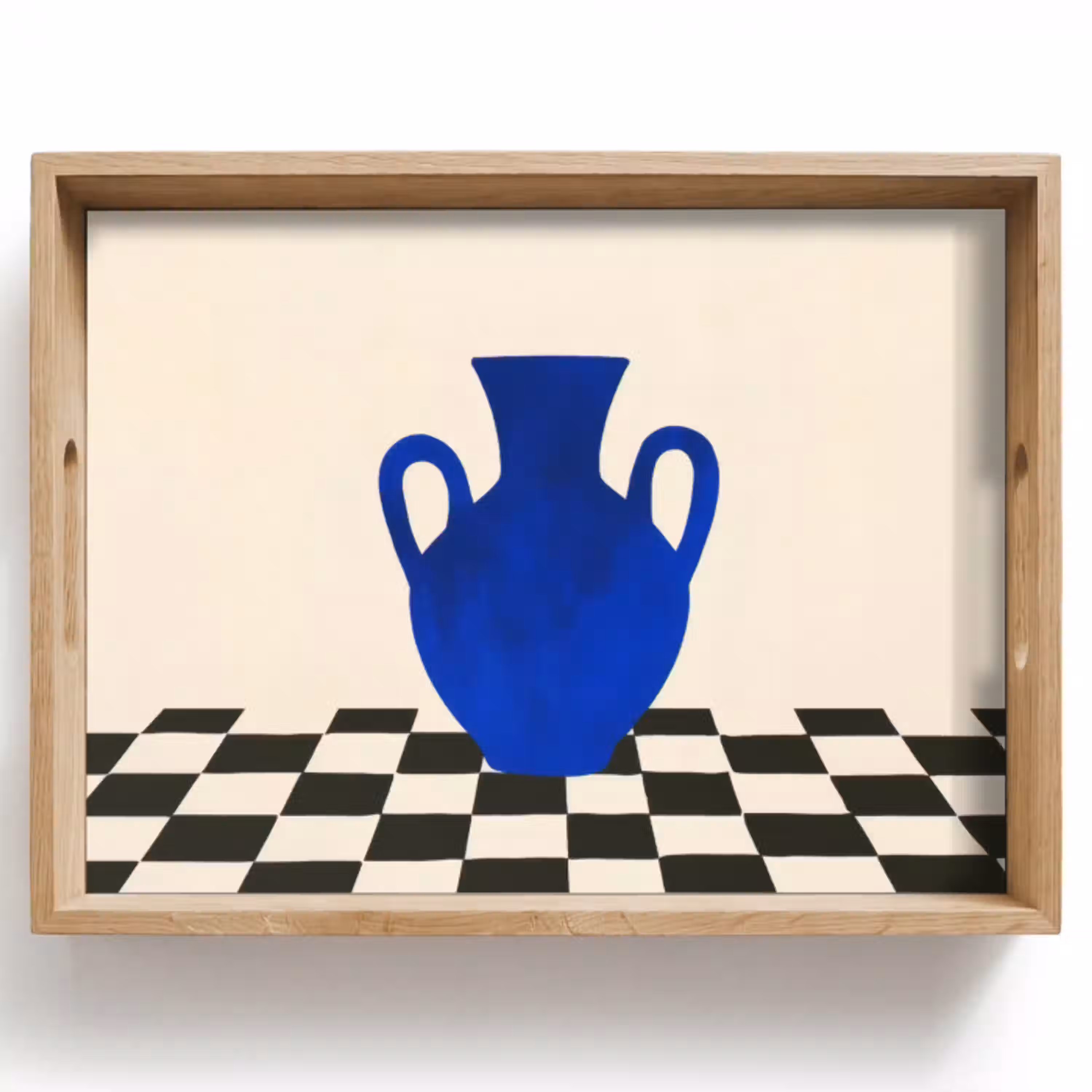 Vaas - Blauw - Geblokt - Modern Dienblad Rechthoek middel -z3d_shopping