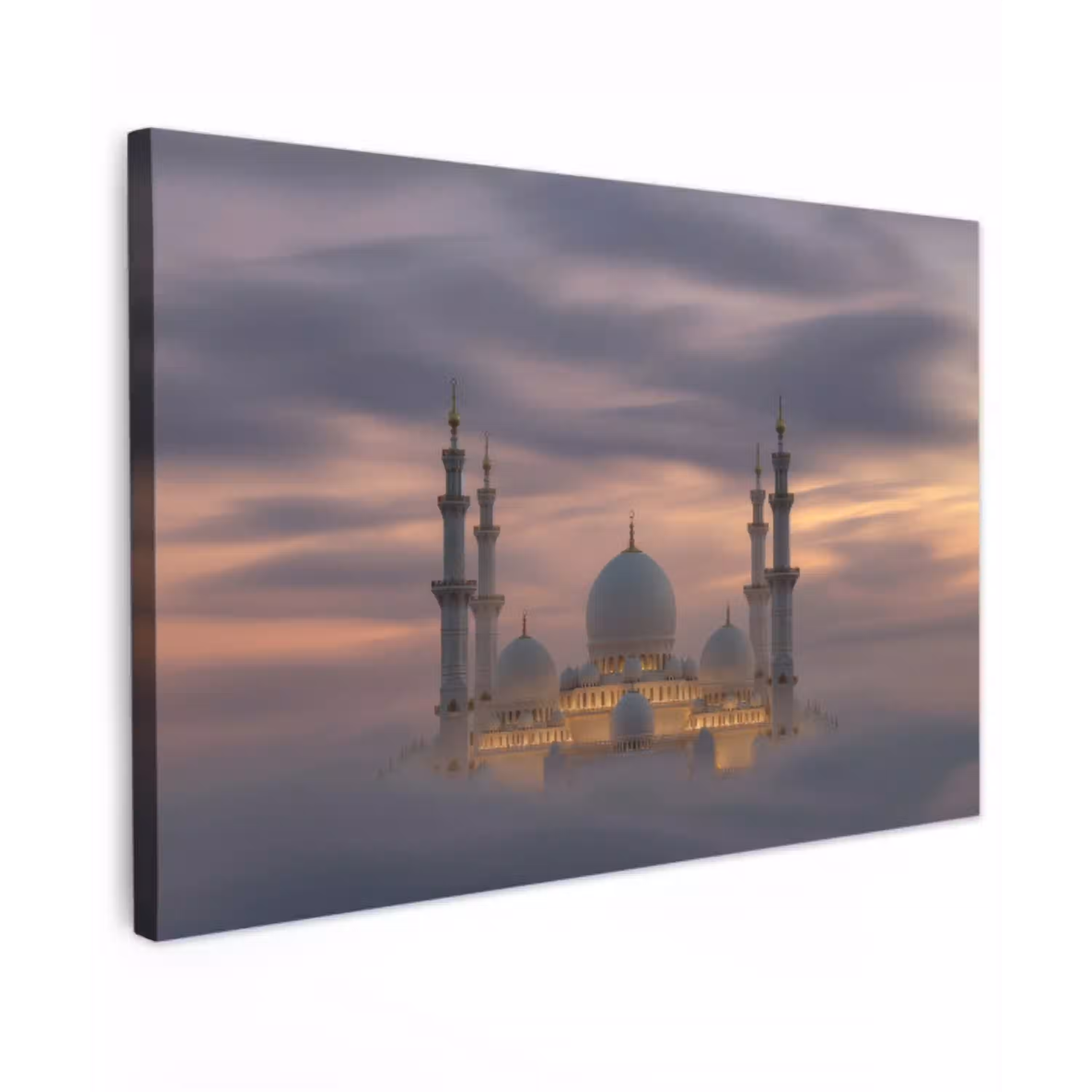 Zonsondergang - Moskee - Wolken canvas 2cm klein -z3d