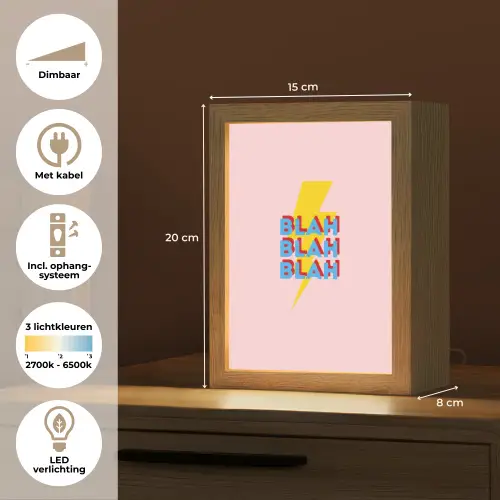 Blah - Bliksem - Roze Light Box met kabel (Tafellamp) klein -USP_NL