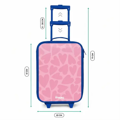 Roze hartjes patroon Kinderkoffer - Blauw klein -productfoto_formaten