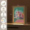 Tijger - Olieverf - Dieren - Kunst Light Box met kabel (Tafellamp) klein -USP_NL