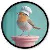 Roodborstje - Vogel - Koksmuts - Sokkel Fotolijst rond zonder passe partout klein -3d