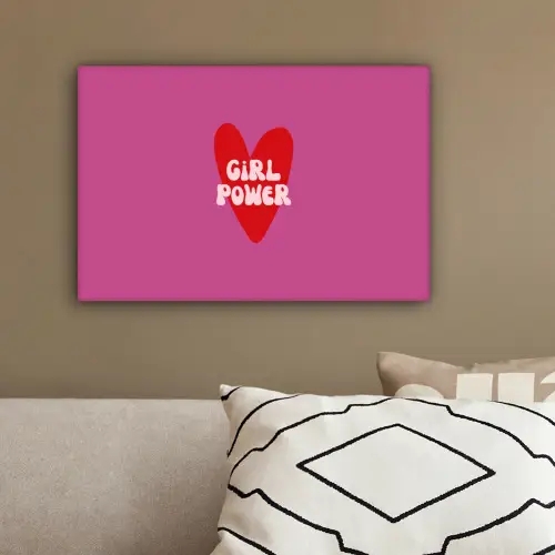 Girl power - Hart - Roze - Rood canvas 2cm klein -sfeer3