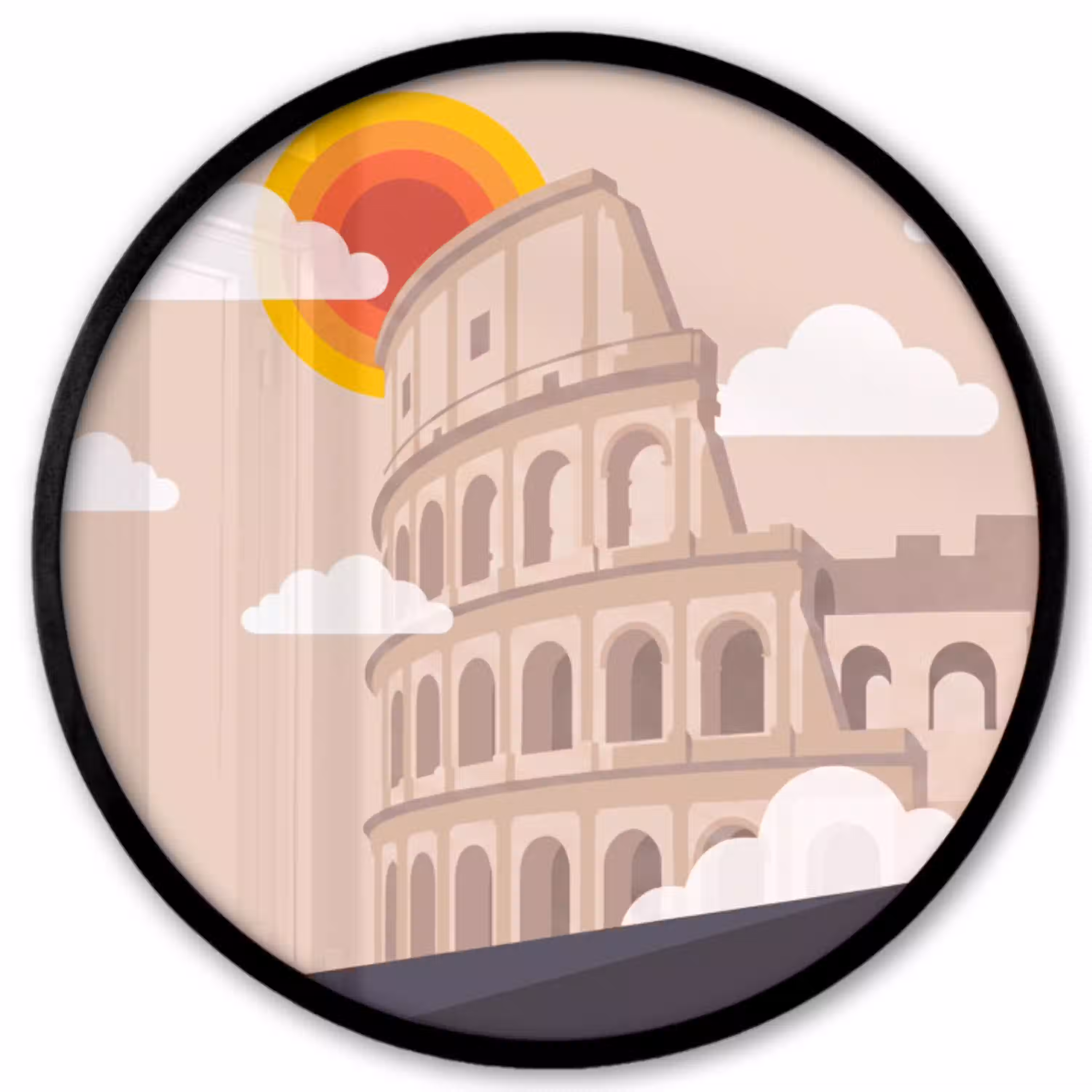Colosseum - Zonsopgang - Rome - Architectuur - Beige Fotolijst rond zonder passe partout klein -3d