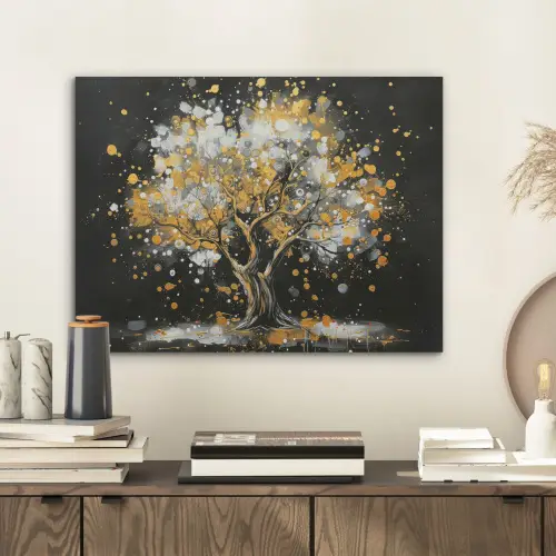 Boom - Zwart - Goud - Wit - Modern PET vilt klein -sfeer1