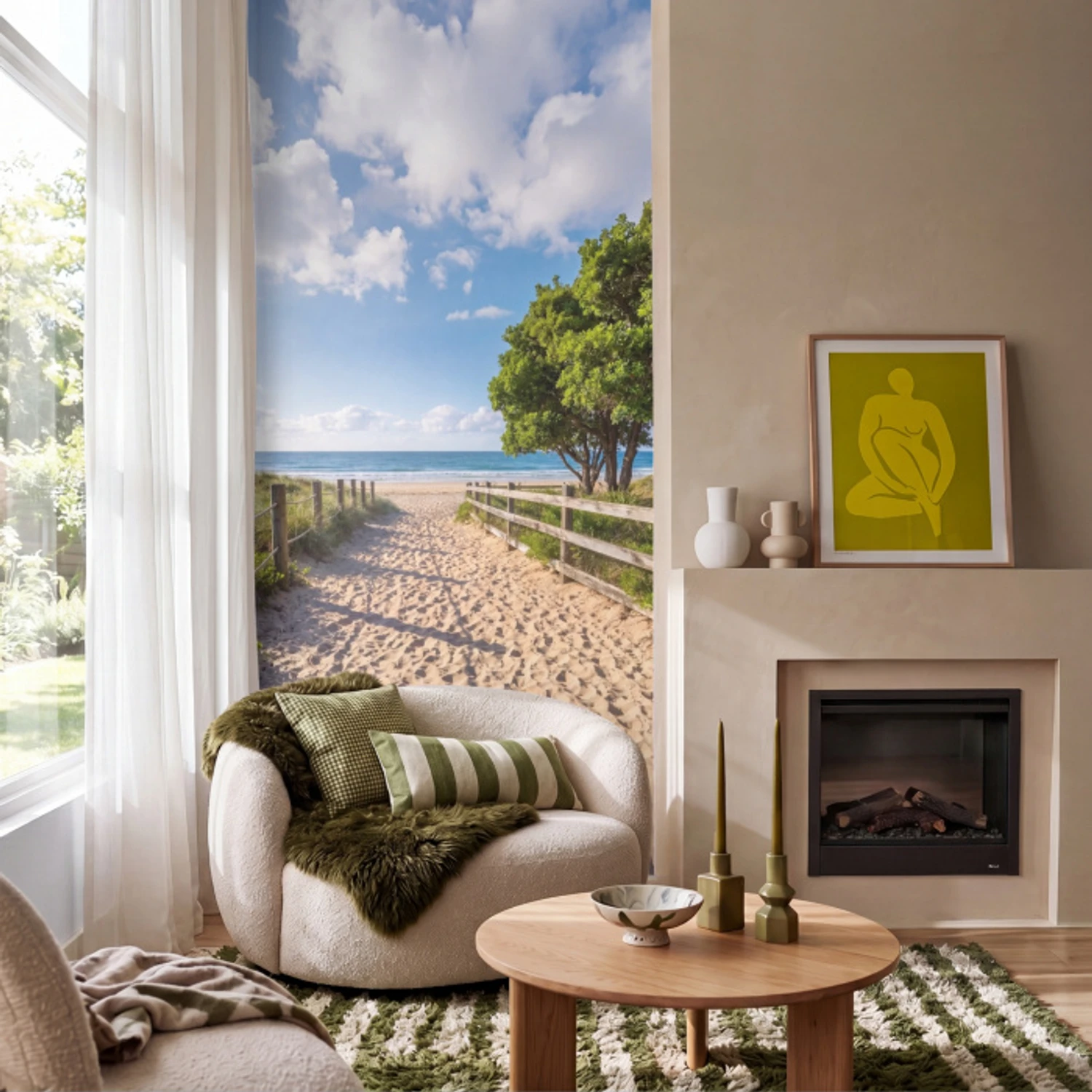 Strand - Zandpad - Oceaan - Natuur Behang Vlies klein -sfeer2