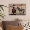 Street art - Zebra - Vrouw - Dieren - Graffiti - Banksy canvas 2cm klein -sfeer1