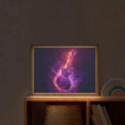 Gitaar - Muziek - Rook - Paars Light Box met batterij (Wandlamp kind) middel -sfeer1_kind
