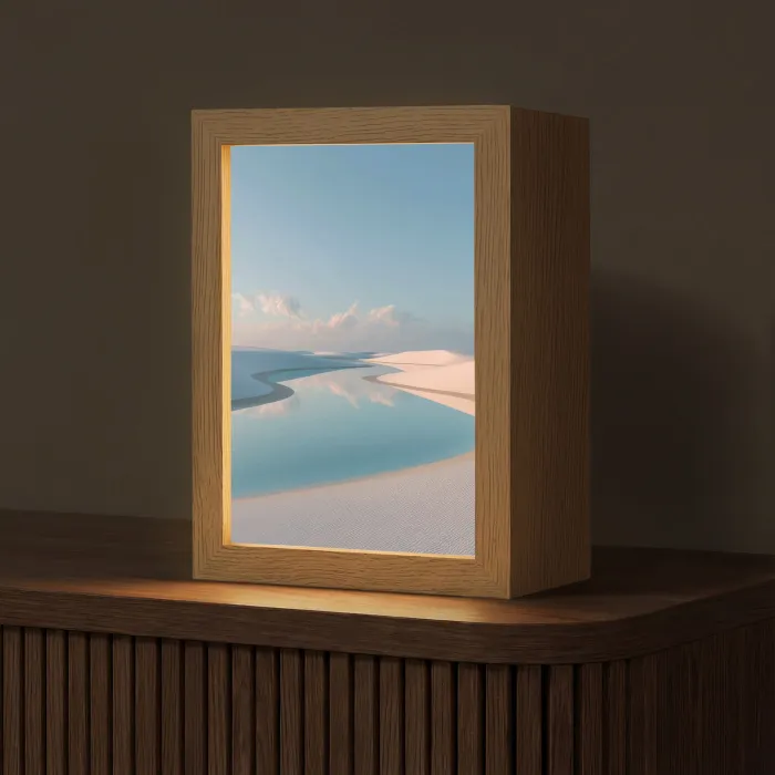 Duinen - Waterplas - Oneindige rust Light Box met kabel (Tafellamp) klein -z3d_website