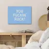 Blauw - Wit - You fuckin rock PET vilt klein -sfeer3