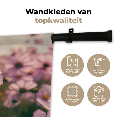 Bloemen - Paars - Wazig Wandkleed katoen klein -sfeer2