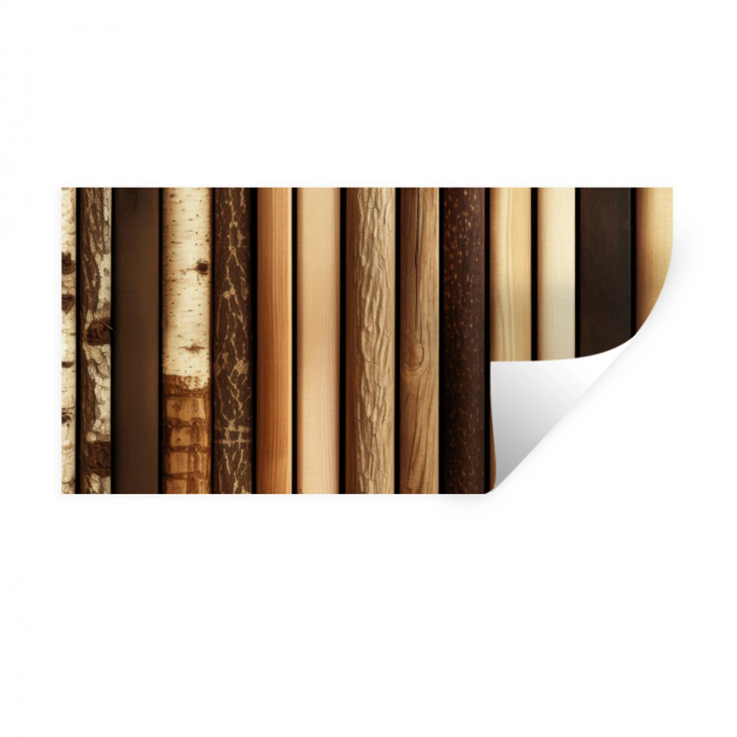 Hout - Planken - Natuurlijk Muursticker klein -3d