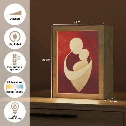 Abstract - Moeder - Kind - Rood Light Box met kabel (Tafellamp) klein -USP_NL