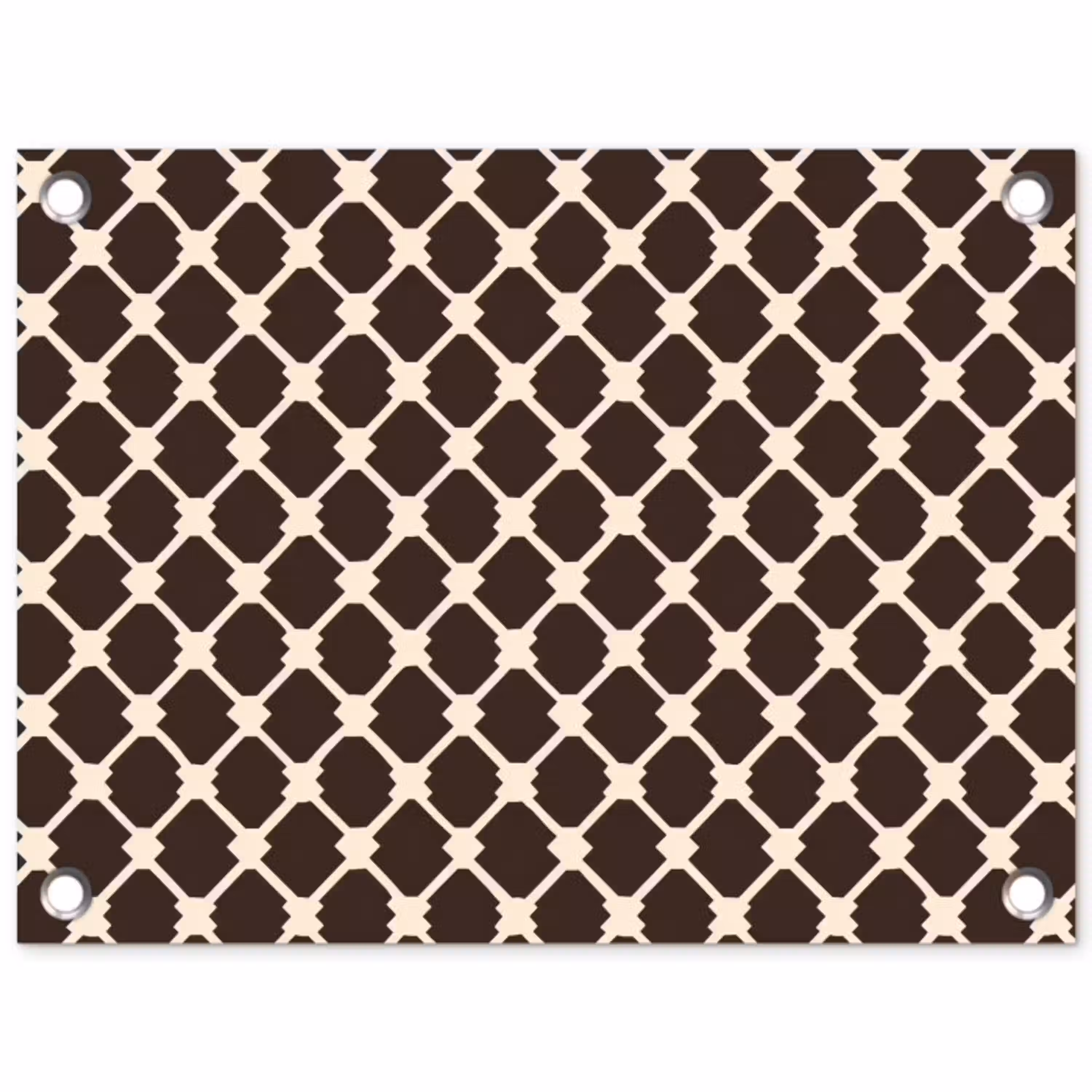 Bruin - Ruitpatroon - Geometrisch tuinposter los doek klein 239 -3d