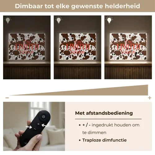 Koeienprint - Limited edition - Rood Light Box met batterij (Wandlamp) middel -USP_dimbaarNL
