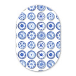 Borden - Bloemen - Patroon - Blauw Wandcirkel Ovaal Aluminium middel 839 -3d
