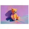 Teddybeer - Schaduw - Penseelstreken - Paars poster papier klein -3d