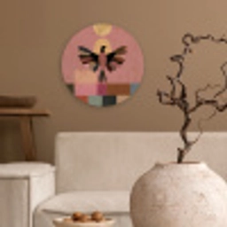 Illustratie - Vogel - Vlakken - Kleurrijk Wandcirkel kunststof plaat 5mm dik klein -sfeer1