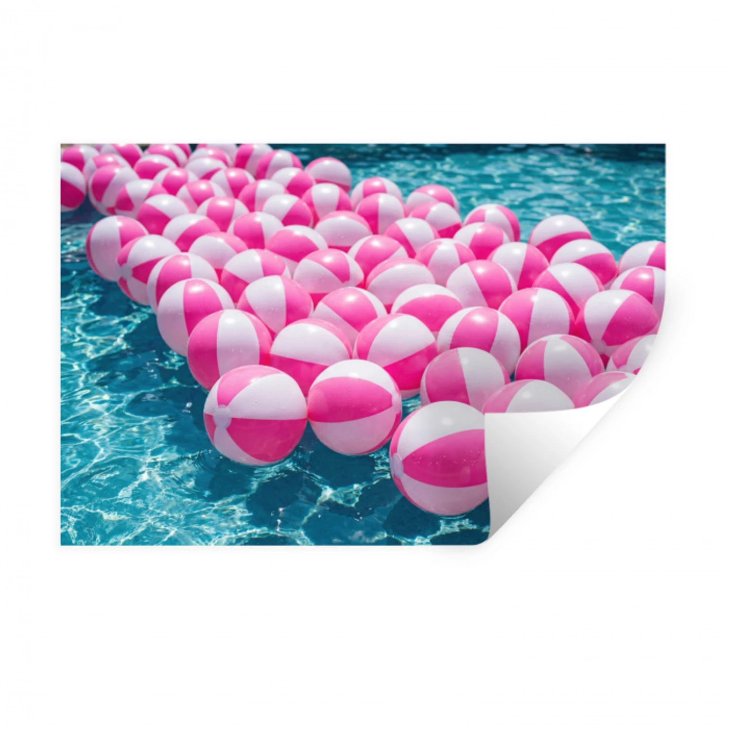Strandballen - Roze - Water Muursticker klein -3d