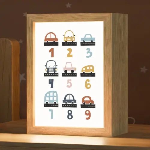 Getallen - Educatief - Leren tellen - Cijfers oefenen voor kinderen - Auto's - Voertuigen Light Box met kabel klein -zzz_3d_website