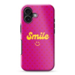 Smile - Stippen - Geel - Smiley - Roze Toughcase MagSafe Apple iPhone 17 klein -3d