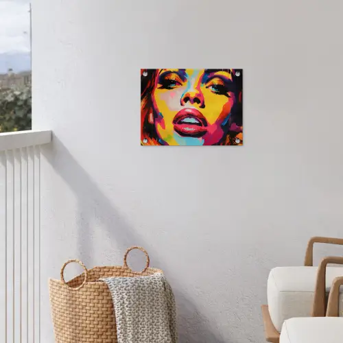 Vrouw - Gezicht - Kleurrijk tuinposter los doek klein -sfeer8