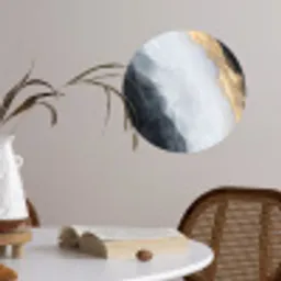 Abstract - Verf - Goud - Zwart - Marmer Wandcirkel behangsticker klein -sfeer3