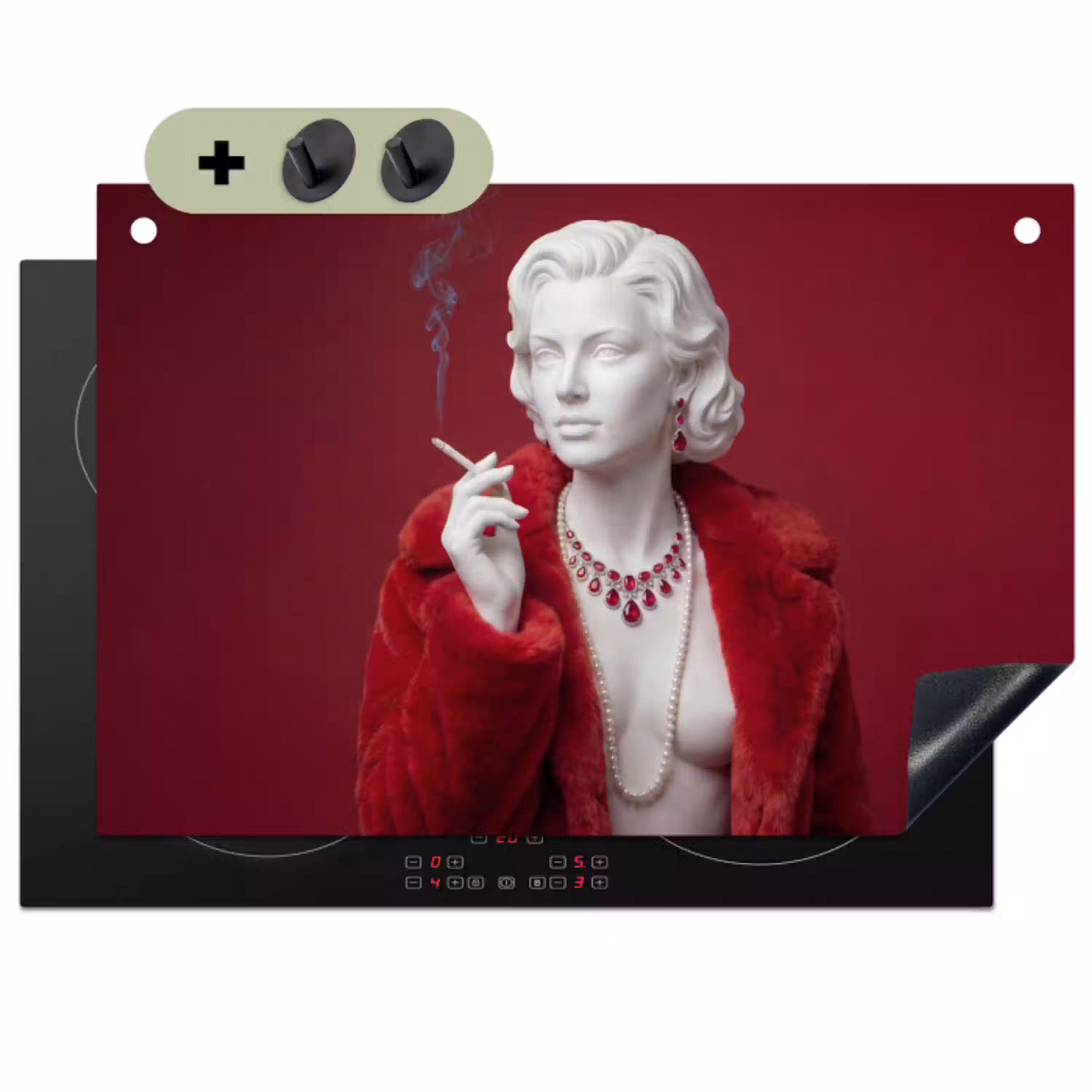 Vrouw - Bontjas - Mode - Klassiek - Rood Inductie beschemer met haakjes klein -3d