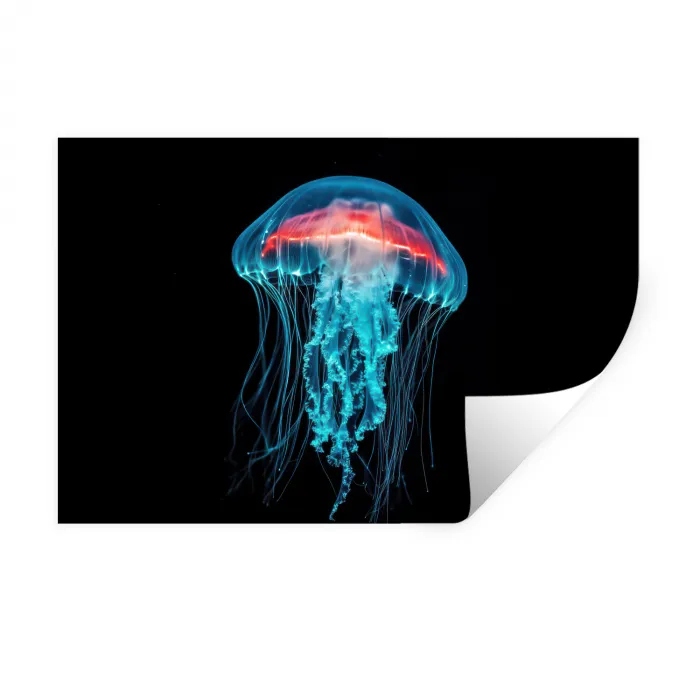 Kwal - Tentakels - Blauw - Licht Muursticker klein -3d