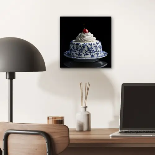 Taart - Slagroom - Kers - Bord - Delfts blauw aluminium wit klein -sfeer5