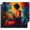 Wijn - Vrouw - Sfeervol - Kleurrijk Inductie beschermer vinyl 3mm middel -3d