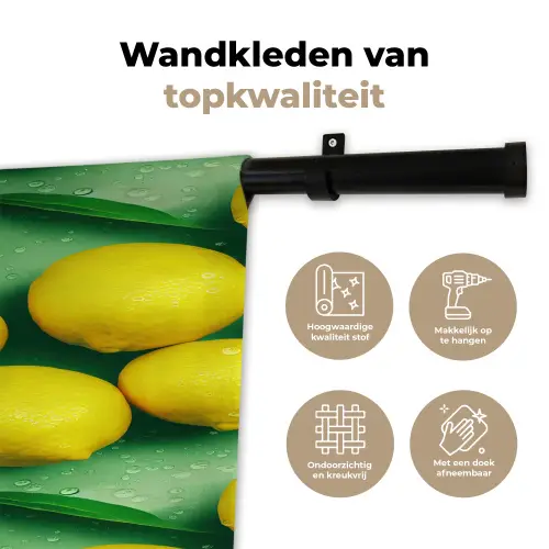 Citroenen - Geel - Groen - Druppels Wandkleed katoen klein 269 -sfeer2